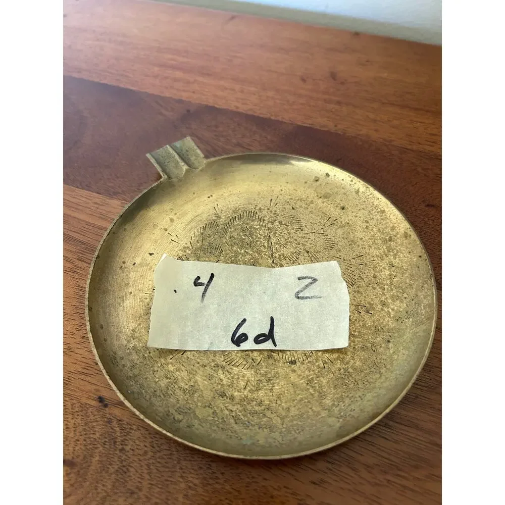 Vintage Brass Ashtray, 6 Inch Round, Simple Design